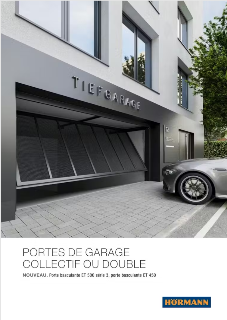 Page de garde du catalogue portes de garage collectif ou double
